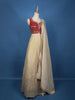 Red And Cream Floral Embroidered Tissue Lehenga With Dupatta