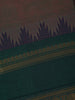 Red And Green Solid Design Cotton Saree With Temple Zari Border - Diadem