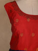 Red And Navy Blue Floral Woven Banarasi Silk Gown With Dupatta