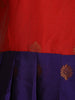 Red And Navy Blue Floral Woven Banarasi Silk Gown With Dupatta