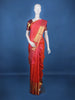 Red And Pink Dual-Tone Floral Stripes Woven Pure Kanchipuram Bridal Silk Saree - Diadem