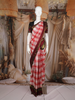 Red And White Checked Design Pure Kanchipuram Silk Saree