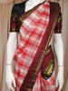 Red And White Checked Design Pure Kanchipuram Silk Saree