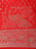 Red Banarasi Saree with Peacock Design And Designer Border