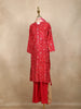 Red Bandhani Printed Cotton Kids Salwar Suit with Dupatta
