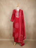 Red Bandhani Printed Cotton Salwar Suit with Dupatta