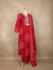 Red Bandhani Printed Cotton Salwar Suit with Dupatta