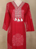 Red Bandhani Printed Cotton Salwar Suit with Dupatta