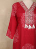 Red Bandhani Printed Cotton Salwar Suit with Dupatta