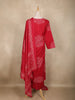 Red Bandhani Printed Cotton Salwar Suit with Dupatta