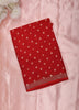 Red Bandhani Printed Design Mixed Cotton Saree