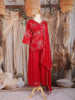 Red Beads Design Peplum Palazzo Suit with Dupatta