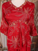 Red Beads Design Peplum Palazzo Suit with Dupatta