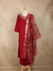 Red Floral Embroidered Design Cotton Straight Cut Salwar Suit