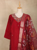Red Floral Embroidered Design Cotton Straight Cut Salwar Suit
