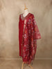 Red Floral Embroidered Design Cotton Straight Cut Salwar Suit