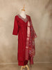 Red Floral Embroidered Design Cotton Straight Cut Salwar Suit