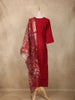 Red Floral Embroidered Design Cotton Straight Cut Salwar Suit