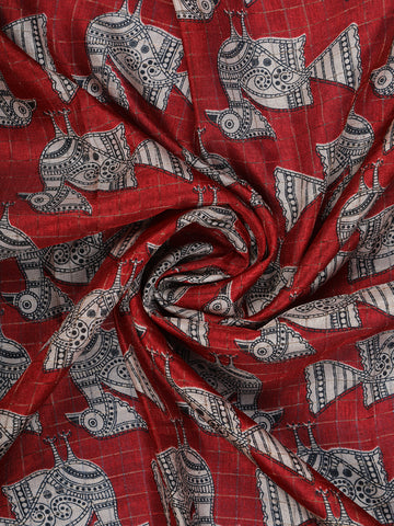 Red Bird Design Tussar Silk Saree - Diadem