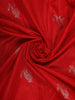 Red Birds Woven Raw Silk Saree with Contrast Pink Zari Border
