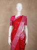 Red Birds Woven Raw Silk Saree with Contrast Pink Zari Border