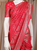 Red Butta Design Semi Banarasi Saree