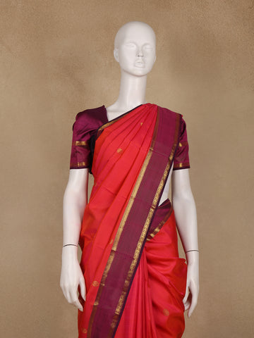 Red Butta Designed Silk Saree - Diadem