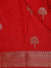 Red Butta Woven Design Semi Banarasi Saree wit Zari Border