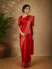 Red Butta Woven Design Semi Banarasi Silk Saree
