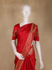 Red Butta Woven Design Semi Banarasi Silk Saree