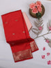 Red Butta Woven Soft Silk Saree with Zari Border