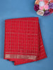 Red Checked Design Mysore Silk Saree - Diadem