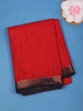 Red Checked Design Mysore Silk Saree With Navy Blue Zari Border