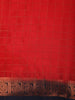 Red Checked Design Mysore Silk Saree With Navy Blue Zari Border