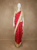 Red Checked Design Pure Kanchipuram Silk Saree with Gold Zari Border