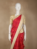 Red Checked Design Pure Kanchipuram Silk Saree with Gold Zari Border