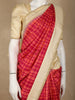 Red Checked Design Pure Kanchipuram Silk Saree with Gold Zari Border