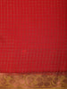 Red Checked Mysore Silk Saree With Mustard Zari Border