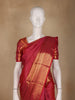 Red Checkered Woven Pure Kanchipuram Silk Saree
