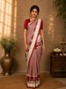 Red Checks Semi Tussar Saree With Designer Border