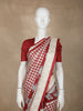 Red Checks Semi Tussar Saree With Designer Border