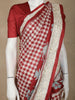 Red Checks Semi Tussar Saree With Designer Border