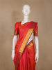 Red Checks Woven Pure Kanchipuram Silk Saree With Zari Border