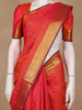 Red Checks Woven Pure Kanchipuram Silk Saree With Zari Border