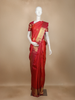 Red Checks Woven Pure Kanchipuram Silk Saree with Rich Zari Border