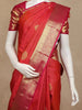 Red Checks Woven Pure Kanchipuram Silk Saree with Rich Zari Border