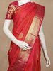 Red Checks Woven Pure Kanchipuram Silk Saree with Rich Zari Border