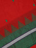 Red Diamond Motif Woven Cotton Saree with Contrast Green Temple Border
