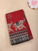 Red Elephant Printed Design Chanderi Cotton Saree with Contrast Zari Border