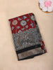 Maroon Floral Printed Design Chanderi Cotton Saree with Contrast Zari Border